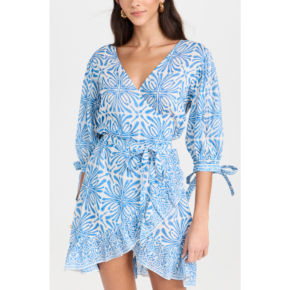 Bell 'Cindy' Blue Mini Wrap Dress Size M
